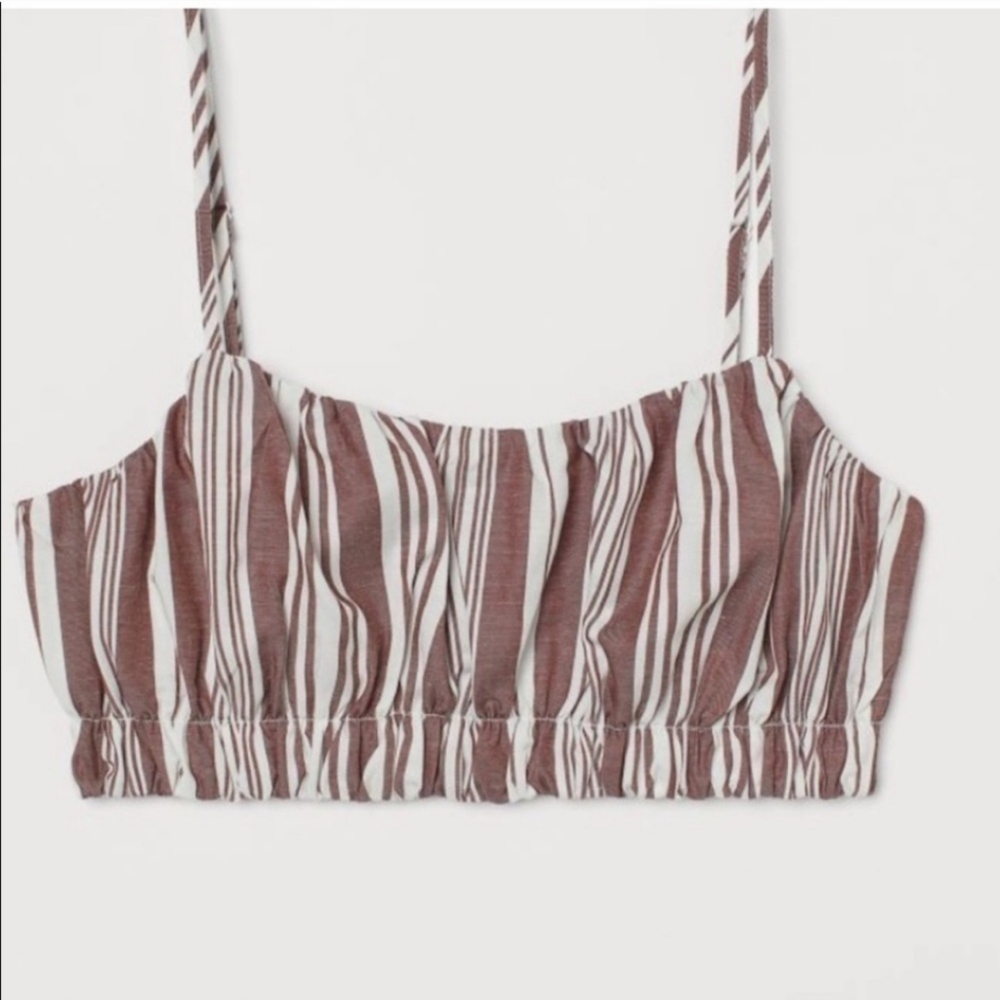 H&M x LemLem Striped Crop Linen Beachy Coastal Crop Top - Picture 3 of 9